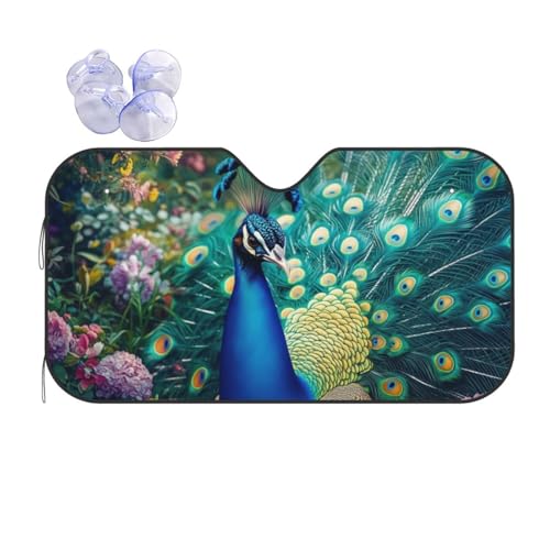 Pare-soleil voiture paon universel : bâche de pare-brise anti-UV 70x130 cm pour SUV et berline