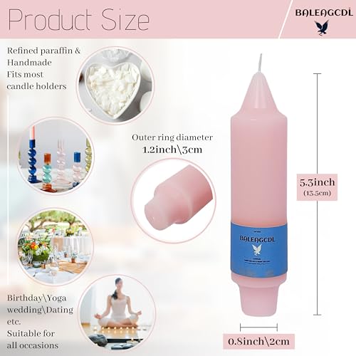 Image of Handmade Unscented Taper Candles Slow Burn Gradient Pink Candles 5 Inch Short Dinner Candle Sticks Smokeless Wax Candles Unique Design for Weddings Holiday Gift Home Decoration