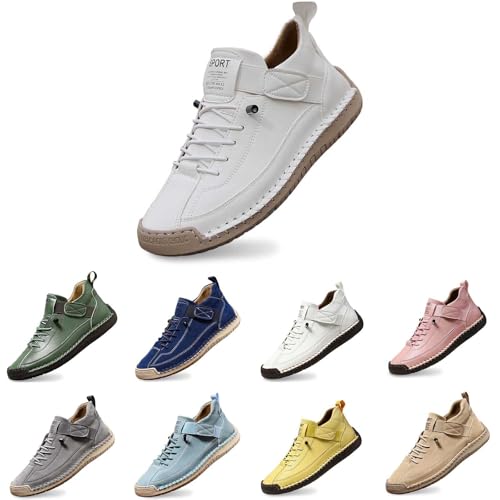 Montela Sneakers Damen - Komfortable Schmerzfreie Orthopädische Sneakers Leichte Atmungsaktive Komfort Laufschuhe Bequeme Zum Wandern Campen 1, Weiß 40