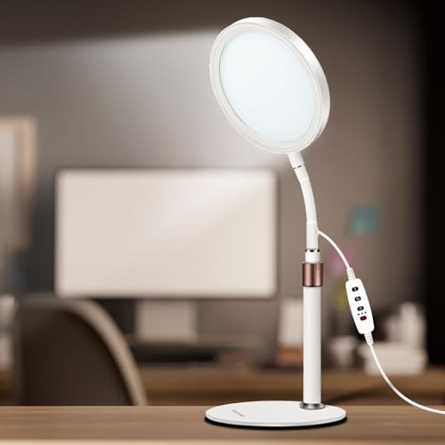 Relhafethy Lampada Terapia Luce 10000Lux, 3 Temperature Colore, 4 Livelli Luminosità