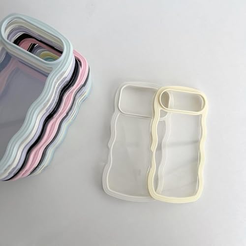 Image of Back Cover Compatible with iPhone 17 Pro Max, Cute Curly Wave Frame Clear Case for Girls Women, Transparent Soft Silicone TPU Bumper Shockproof Protective Cover for iPhone 17 Pro Max (Purple)