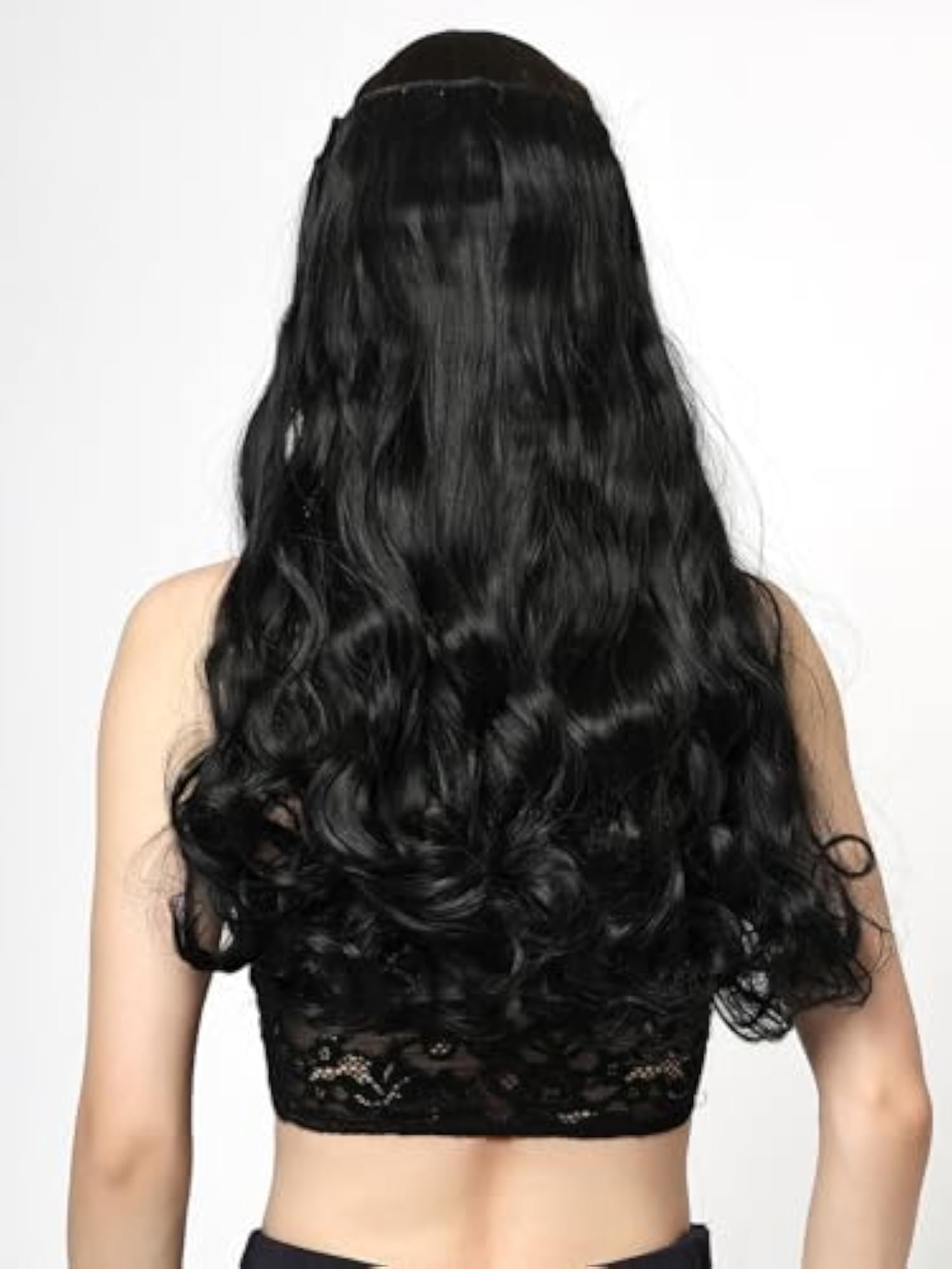 Women's Curly/Wavy Synthetic Black Hair Extension, 24 Inch