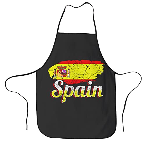 Delantal Chef Vintage Bandera España, Cocina Delantal Poliester Delantal De Cocina Profesional Delantal Para Hogar,Mujere,Bartender