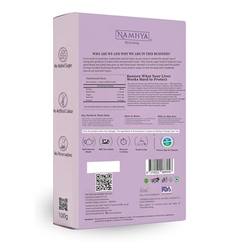 Image of Namhya Milk Thistle Tea | Herbal Tea for Liver Detox & Cleanse, Digestion & Bloating Support | Silymarin Rich Antioxidant Blend for Metabolism, Immunity Support & Liver Health | 30 Tea Bags