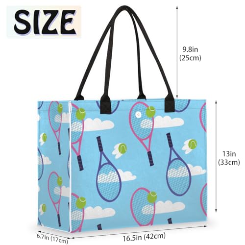 Tennis Racket Balls Tote Bag for Women Large Beach Bag Reusable Tote Bags for Work Travel Beach Shopping2