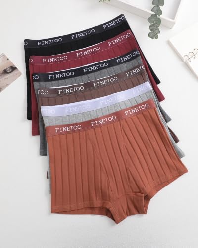 FINETOO 여성용 면 보이 반바지 속옷 풀 커버리지 소프트 복서 브리프 하이 웨이스트 팬티 레이디 여아용 6팩 — 사진 3