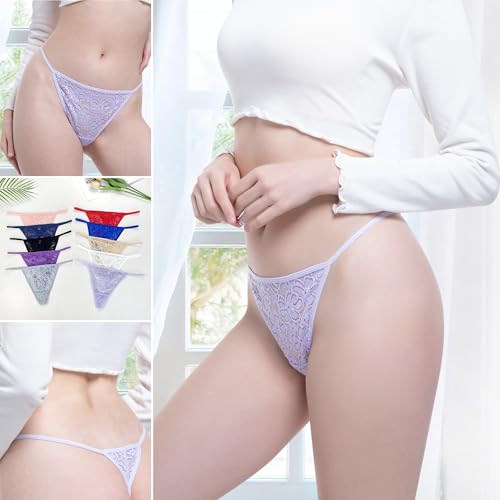Image of Lace G String Thongs For Women Pack 10 Size X-Small to 3X-Large | Ultra soft lightweight lace fabric,Delicate floral sheer lace detailing,Invisible under tight dresses & jeans,