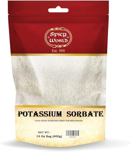 Spicy World Potassium Sorbate 14 Oz - Food Grade - Great Wine Stabilizer Preservative for Gummies Mead Cider & More!