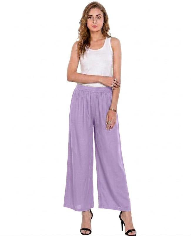 mixfit Women’s Solid Rayon Wide-Leg Palazzos | Soft, Breathable & Lightweight Pull-On Pants for Casual, Office, Lounge & Everyday Comfort Wear (Free Size)-picture-13