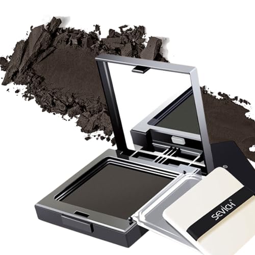 ChicNana Root Touch Up Powder Black Instant Hair Powder Hairline Shadow Quick Cover Grey Hair Sweatproof Hair Touch-Up for Root Concealer with Mirror & Puff for Women Men (Black)