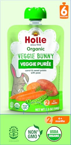Holle Organic Baby Food Pouches - Veggie Bunny Baby Puree ...