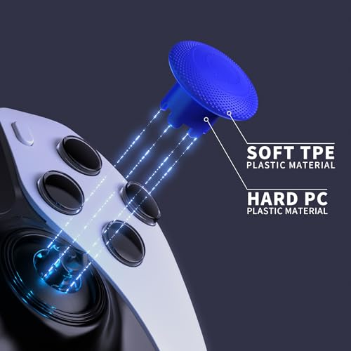 Image of eXtremeRate ThumbsGear Interchangeable Thumbsticks for PS5 Edge Controller, Replacement Blue Analog Thumb Sticks Caps for PS5 Edge Controller - 4 Heights 3 Surfaces Grips - Without Thumbstick Base