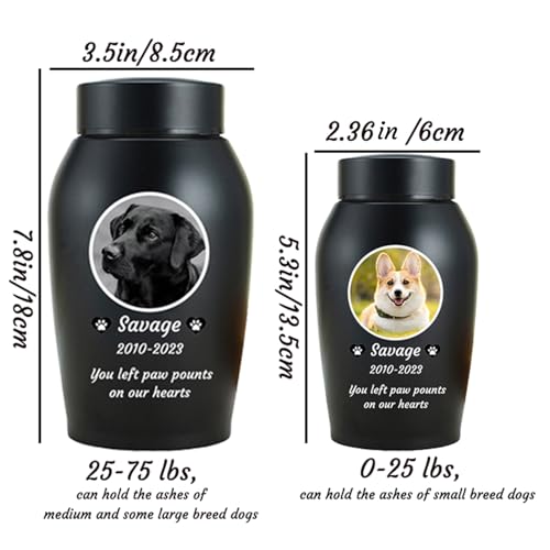 WXMYOZR Haustier Urnen für Hunde Asche personalisiert, Hund Urnen für Asche anpassbar, Edelstahl Hund Einäscherung Urnen Hund Memorial Keepsake Urnen,Schwarz,Big