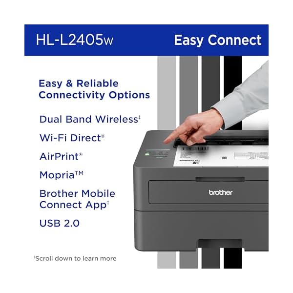 Brother HL-L2405W Wireless Compact Monochrome Laser Printer with Mobile Printing, Black & White Output | Includes Refresh Subscription Trial(1), Amazon Dash Replenishment Ready - Image 7