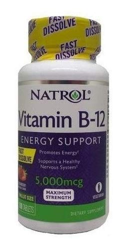 Vitamina B12 5,000 Mcg 100 Tbs Natrol Vegetariana Sublingual