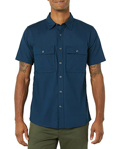 Goodthreads Men's Standard-Fit Short-Sleeve Two-Pocket Utility Shirt Shirt, -Indigo, XX-Large Tall