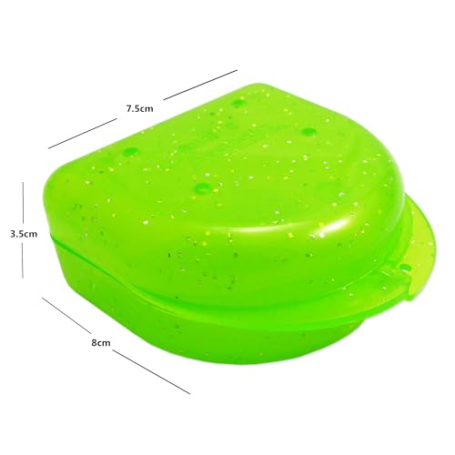 Dental Aesthetics Glitter Mundschutz Case - Mundschutz Box für Ortho Halterungen, Sporte Zahnärztliche Geräte, Zahnersatz & Mehr - Glitzer Grün, Plastik