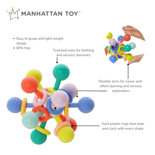 Image of Manhattan Toy Atom Colorpop Rattle & Teether Grasping Activity Baby Toy