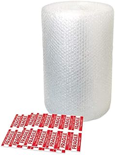 MERRIMEN Cushioning Bubble Wrap Rolls 300MM x 11M TOTAL AMOUNT - Small Air Bubble 300mm with 10 Fragile Stickers