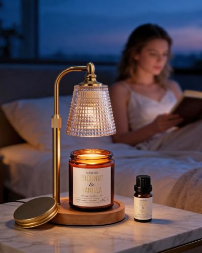 Image of AOOVOO Coconut Vanilla Wickless Candle - Candle for Warmer Lamp | with 10ml Essential Oil for Custom Aroma, Flameless Non-Toxic Soy Scented