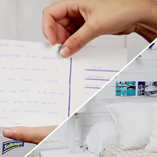 Image of Sellotape Sellotac Sticky Tack for Home & Office, Reusable Adhesive ideal for hanging Photos, Cards or Decorations, can be repositioned and reused, strong hold, easy to use, no mounting needed, 45g x2
