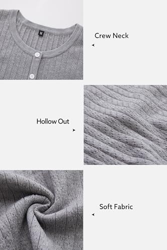 Image of Newshows Womens Cropped Cardigan Sweaters 2026 Spring Lightweight Short Sleeve Bolero Shrug Hollow Out Button Down Tops