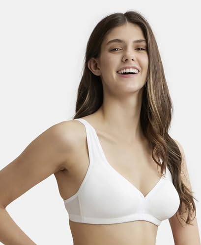 Image of Jockey 1820 Women Wirefree Non Padded Soft Touch Microfiber Elastane Stretch Full Coverage Everyday Bra with Stylised Mesh Panel