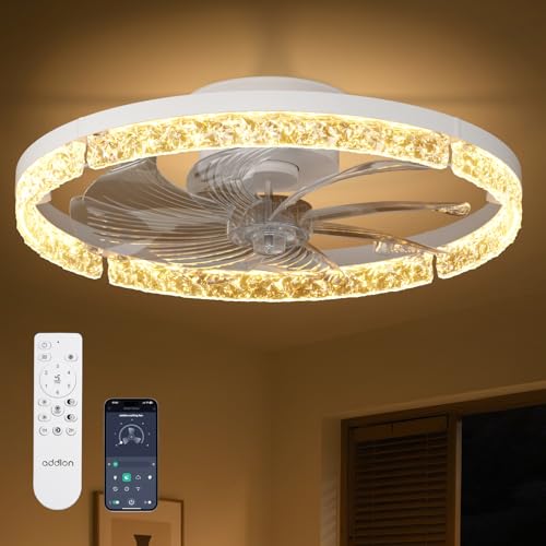 addlon 20' Ceiling Fans with Lights and Remote, Low Profile Fandelier