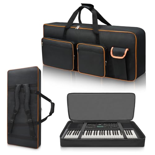 LIWSHWZ 61 Key Keyboard Case,10mm Pearl Cotton Full Padded Electric Piano Keyboard Gig Bag with...