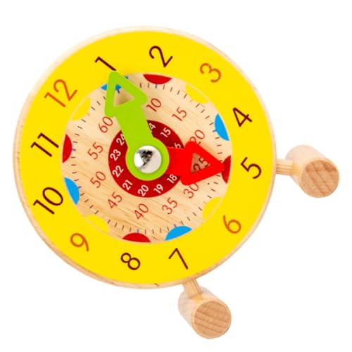 LRXIYODE Wooden Early Education Toy Educational Teaching Clock Wood Learning Clock Cognitive Toy for Boys and Girls for Learning to Tell for Year Olds