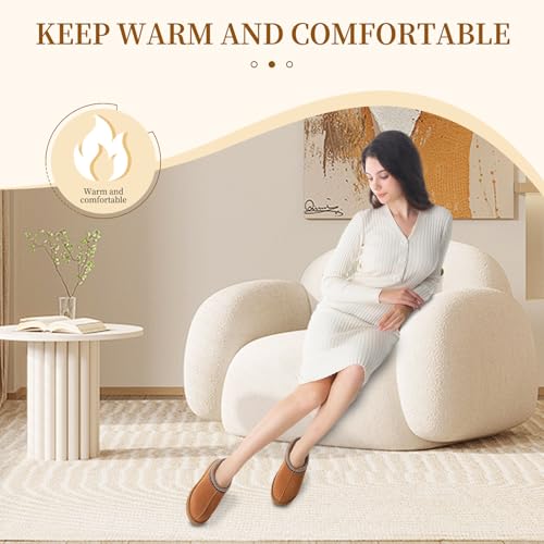 Women's Slipper Platform Mini Boots Indoor Slippers Slip on Fur Fleece Lined Suede Comfy Fur Fleece Lined Short Ankle Boots3