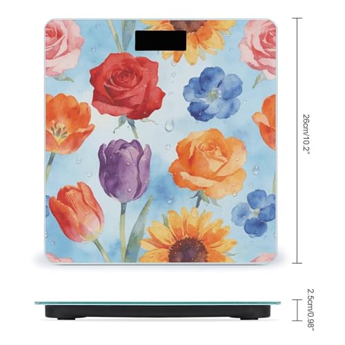 Báscula digital multicolor para baño con vidrio templado miniatura 2