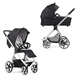 Leicht und kompakt: Mit nur ca. 11 kg inklusive Sportwagenaufsatz ist der Kinderwagen 3 in 1 ein Leichtgewicht und lässt sich zusammengelegt problemlos verstauen. Außerdem kann der Kinderwagen dank der Verzögerungshandbremse sicher bewegt werden.