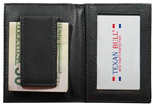 Leather Bifold Magnetic Money Clip Slim Thin Credit Card Slots-ID Holder Front Pocket Black minimalist mens wallet3