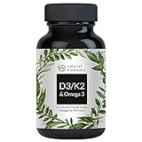 Vitamin D3 + K2 + Omega 3 - Premium: K2VITAL® von Kappa 99,7+% All-Trans K2 - Premium Omega 3 in Triglycerid Form und hochbioverfügbares D3 - Laborgeprüft