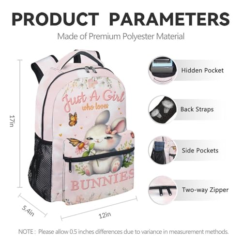 Cute School Backpack for Kids - 17 Inch Bunny Pattern Backpacks - Fashion Print Bookbag for Girls School4
