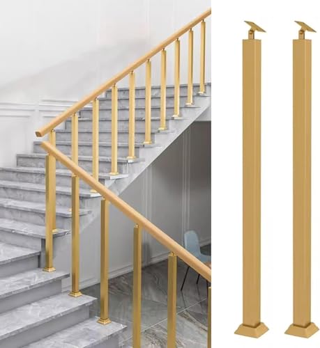 Rampe d'escalier intérieur et extérieur : garde-corps en fer forgé noir avec poteaux carrés