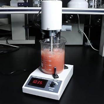 High Speed Homogenizer - 200W Lab Dispersion Mixer with 2 Heads, Digital Display, Adjustable Speed 8000-22000RPM for Emulsification and Mixing