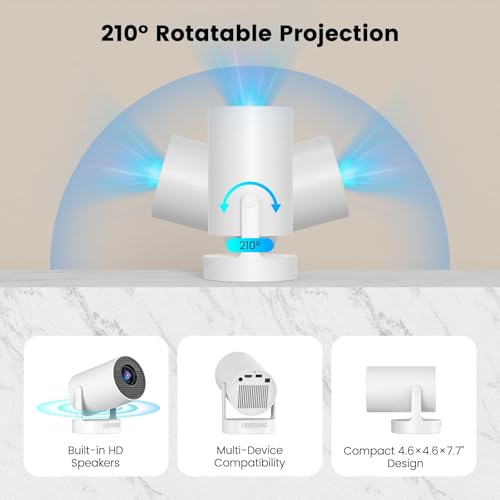 undefined Mini Projector with WiFi and Bluetooth, Support 4K 1080P 170 ANSI Auto Keystone Correction, 210° Rotatable Portable Projector, 25"-110" Screen Video Projector for Smartphone/Laptop の商品画像 6