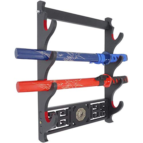 Z-fiber Schwert Wandhalterung Schwerthalter Display Stand Gepolstert Katana Wakizashi Genji und Samurai Schwerter Klatschmuster,4 Tier