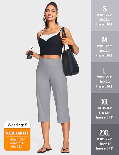 Image of ISEEGZ 15 inch / 18 inch / 21 inch / 25 inch Capri Pants for Women High Waist with Pockets Women's Capris Workout Yoga Pants Loose Straight Leg