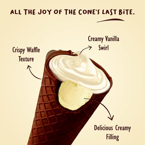 Image of Pik n Pop Vanilla Mini Waffle Cones 70g (Pack of 2) | Crispy Cones with Creamy Vanilla Filling | Whole Wheat | Non-Meltable Ready-to-Eat Snack | 100% Eggless