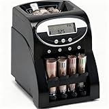 Nmgorkq Automatic Coin Counter Sorter Organizer: High-Speed Wrapper Machine Digital Value Display Hopper for Quarters Nickels Dimes Pennies with Tubes for Home Office Business Use