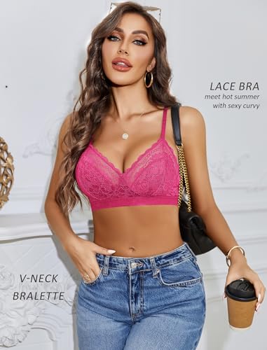 Image of Avidlove Bralettes for Women Lace Racerback Bras Wireless Unlined Bralette Comfy Bra Sexy Lingerie Tops