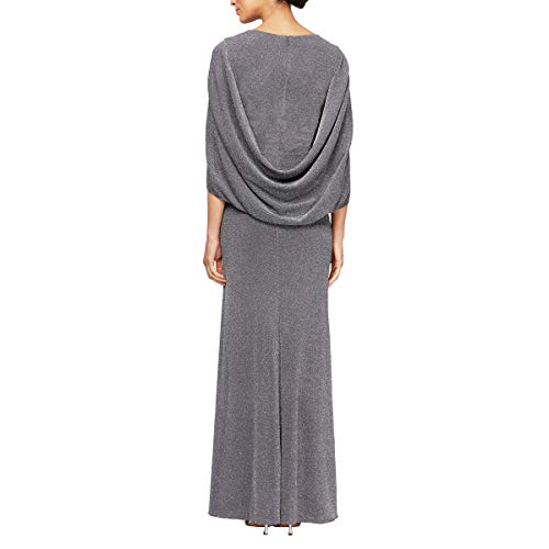 Image of Alex Evenings Women's Long A-line Dress with Draped Cowl Back
