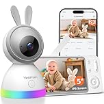 YESIMOM Baby Monitor, Versione Aggiornata 2K Telecamera Bambini con Monitor 5'' IPS Schermo, Controllo Tramite APP Mobile & Monitor, 360°PTZ, 3000mAh Batteria Ricaricabile, AI Intelligente