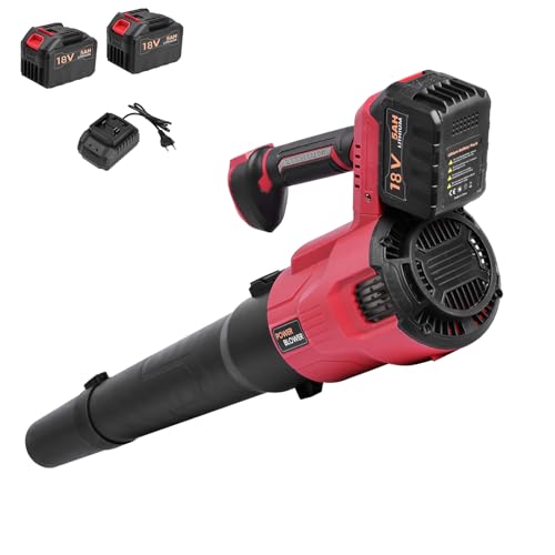 Soplador de Hojas, 2 baterías de 5.0 Ah, 2 Velocidades, 42 m/s, Sopladora de Hojas con Bateria, Quitapolvo y Nieve, Apto para Jardín, Patio y Garaje