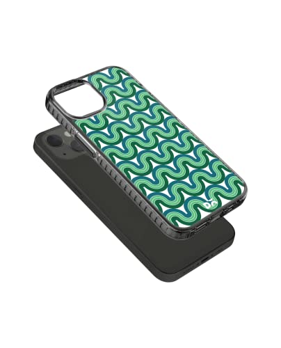 Image of DailyObjects Case for iPhone 14 Compatible with Mag-Safe Wireless Charging, Stride 2.0 Wavey Green Slim Shockproof Back Cover with Inner Magnetic Ring