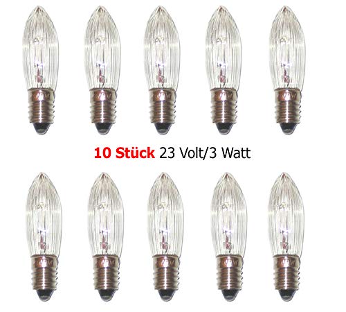 3 Bombillas E10 12V 3W - Vela Estriada Transparente Para Luces De Cadena (interior/exterior)