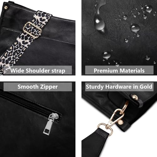 Image of AUYOCO Vegan Leather Crossbody Bags for Women, Crossbody Purse with Guitar Strap Zipped Pockets Handbag Shoulder Bag